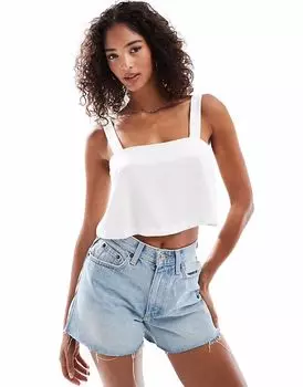 Белая майка с квадратным вырезом ASOS DESIGN из льна