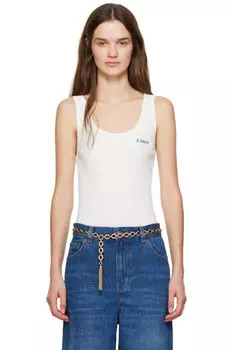 Белая майка с логотипом Chlo