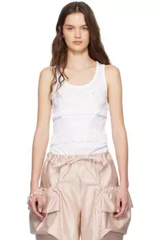 Белая майка с оборками Simone Rocha