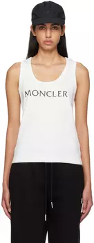 Белая майка с принтом Moncler