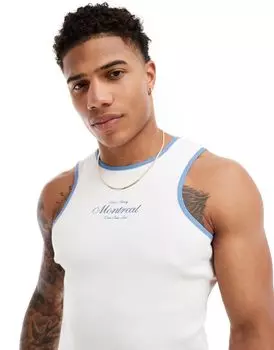 Белая майка с принтом «Монреаль» на груди ASOS DESIGN