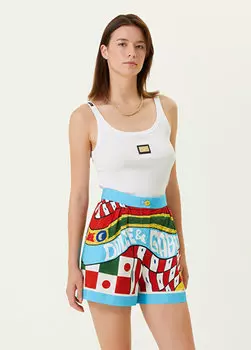 Белая майка с u-образным вырезом и логотипом Dolce&Gabbana