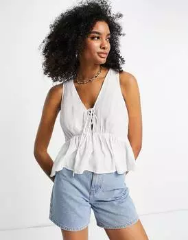Белая майка со шнуровкой спереди ASOS DESIGN