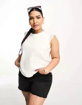 Белая майка Vero Moda с рюшами на рукавах