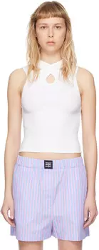 Белая майка в рубчик MSGM