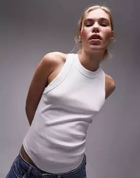 Белая майка в рубчик на спине Topshop