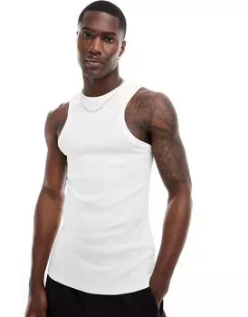 Белая майка в рубчик с облегающим кроем ASOS DESIGN