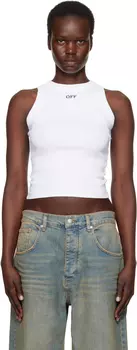 Белая майка в рубчик с принтом «Off» Off-White