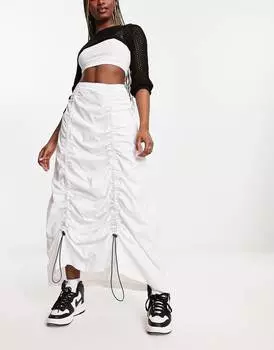 Белая макси-юбка карго со сборками ASOS DESIGN