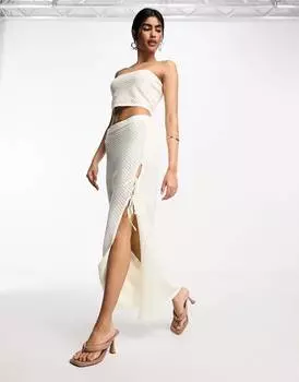 Белая макси-юбка крючком NA-KD x Jessica Haller co-ord