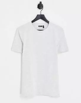 Белая меланжевая футболка прямого кроя с круглым вырезом ASOS DESIGN