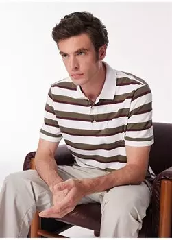 Белая меланжевая мужская футболка с воротником поло 4BX48232000812 Priv, белый