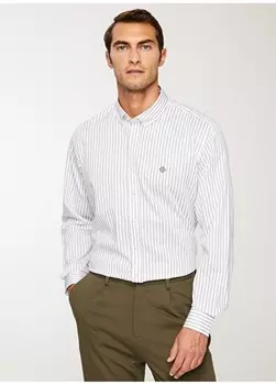 Белая меланжевая мужская рубашка Comfort Fit с воротником на пуговицах Beymen Business