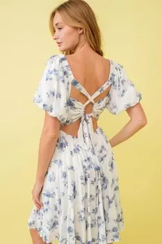 Белая мини-мини с цветочным принтом Blue B, белый