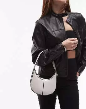 Белая мини-сумка Topshop Gracie с овальной строчкой и контрастной строчкой
