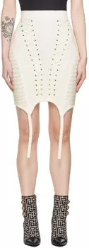 Белая мини-юбка из вискозы Balmain
