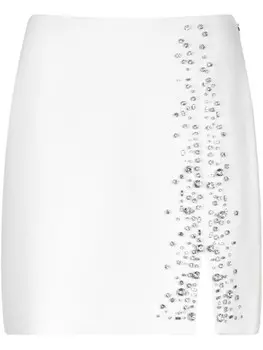 Белая мини-юбка с драгоценными камнями LIU JO, белый