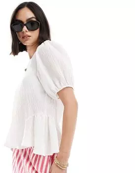 Белая многофункциональная блузка с объемными рукавами ASOS DESIGN