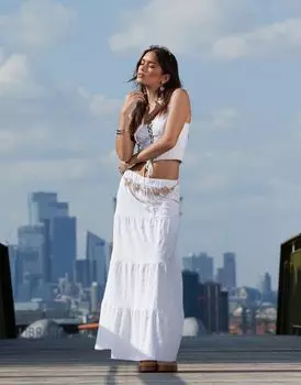 Белая многоярусная юбка макси с люверсами ASOS DESIGN — часть комплекта