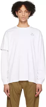 Белая многослойная футболка с длинным рукавом ACRONYM