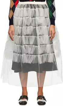 Белая многоуровневая юбка-миди tao