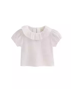 Белая муслиновая блузка для девочки с рукавами-фонариками Dadati, белый