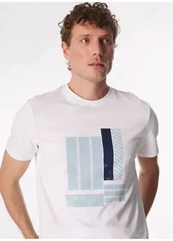 Белая мужская базовая футболка с круглым вырезом с принтом F4SM-TST 0137 Fabrika, белый