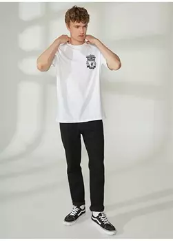 Белая мужская футболка оверсайз с принтом Liverpool Never Say Never