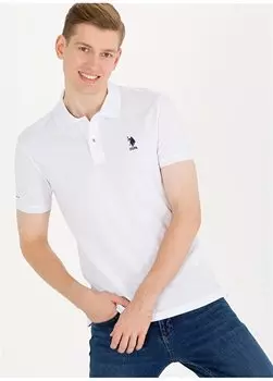 Белая мужская футболка-поло TP04IY023 U.S. Polo Assn., белый
