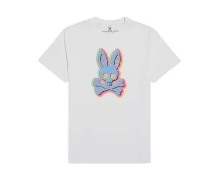 Белая мужская футболка Psycho Bunny Ethan Deco Bunny B6U109S1PC-WHT, белый