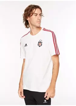 Белая мужская футболка с круглым воротником Adidas