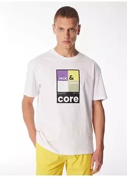 Белая мужская футболка с круглым воротником JCOJJ COLORFUL TEE SS CREW NECK LN Jack & Jones, белый