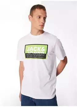 Белая мужская футболка с круглым воротником JCOLOGAN SUMMER PRINT TEE CREW NECK Jack & Jones, белый