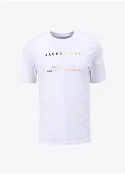 Белая мужская футболка с круглым воротником JCORIOT TEE SS CREW NECK FST Jack & Jones, белый
