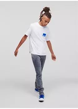 Белая мужская футболка с круглым вырезом 231D1706_KLJ ФУТБОЛКА С ЛОГОТИПОМ SSLV REGULAR SSLV Karl Lagerfeld Jeans, белый