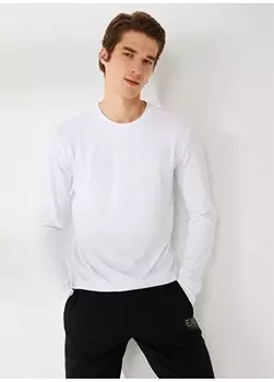 Белая мужская футболка с круглым вырезом EA7