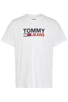 Белая мужская футболка с круглым вырезом и принтом Dm0dm15379-ybr_tjm Corp Logo Tee Tommy Jeans, белый