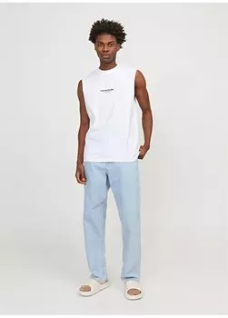 Белая мужская футболка с круглым вырезом JORVESTERBRO ФУТБОЛКА БЕЗ РУКАВОВ SN Jack & Jones, белый