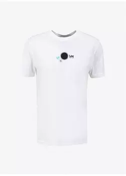 Белая мужская футболка с круглым вырезом L241579100 Футболка с круглым вырезом Lee, белый