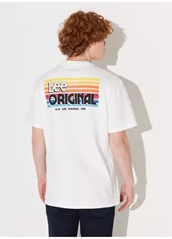 Белая мужская футболка с круглым вырезом Lee