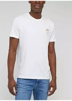 Белая мужская футболка с круглым вырезом Lee