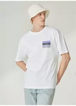 Белая мужская футболка с круглым вырезом с принтом HARRISON Pierre Cardin, белый