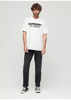Белая мужская футболка с круглым вырезом с принтом M6010805AT7X_LUXURY SPORT LOOSE TEE Superdry, белый