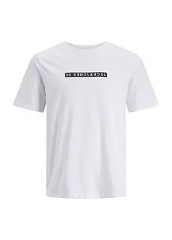 Белая мужская футболка с круглым вырезом с принтом Jack & Jones