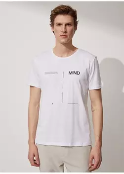 Белая мужская футболка с круглым вырезом с принтом Mind People By Fabrika