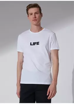 Белая мужская футболка с круглым вырезом с принтом People By Fabrika