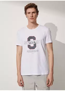 Белая мужская футболка с круглым вырезом с принтом Supreme People By Fabrika