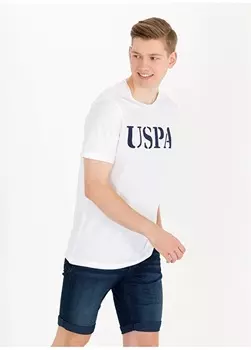 Белая мужская футболка с круглым вырезом U.S. Polo Assn.