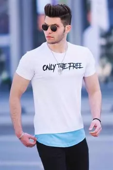 Белая мужская футболка с принтом 4597 MADMEXT