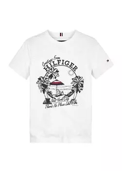 Белая мужская футболка с принтом GREETINGS FROM TEE S/S Tommy Hilfiger, белый